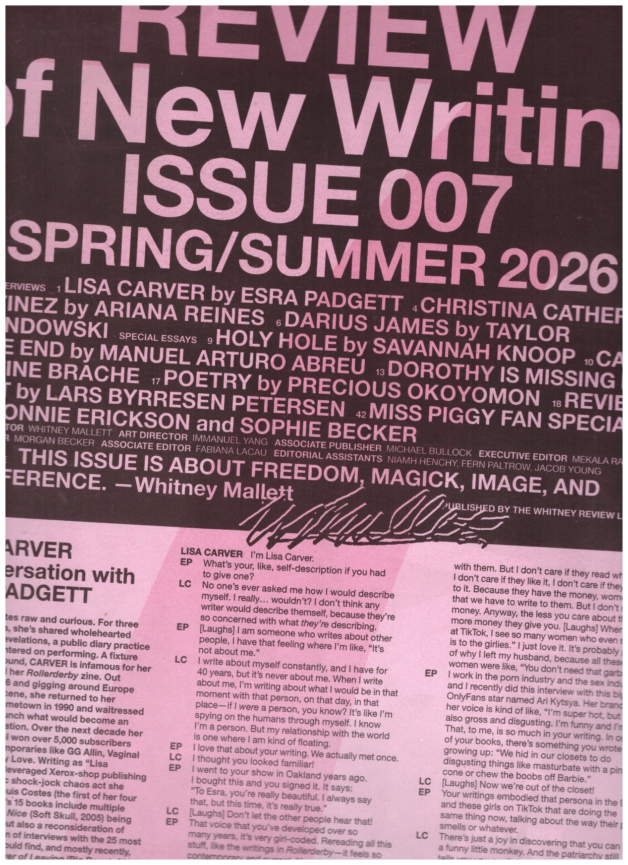 MALLETT, Whitney (ed.) - The Whitney Review of New Writing Issue 7